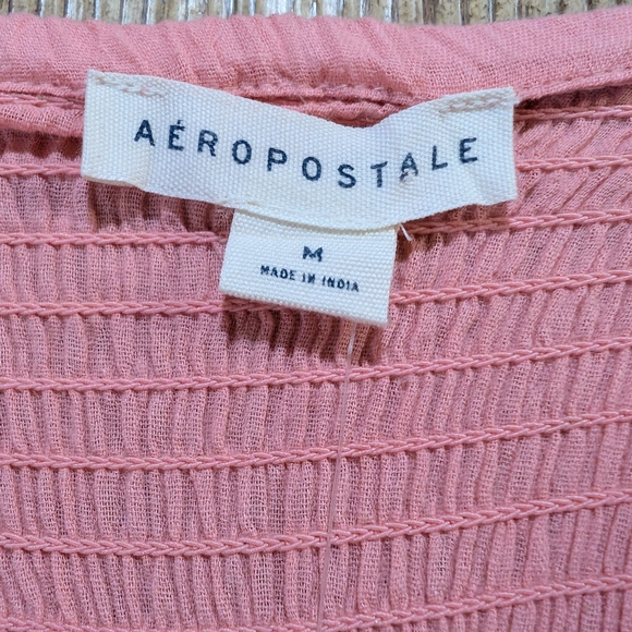 Aeropostale Pink Babydoll Dress M Flowy Empire Waist Coquette Cottagecore Lace - Picture 4 of 6